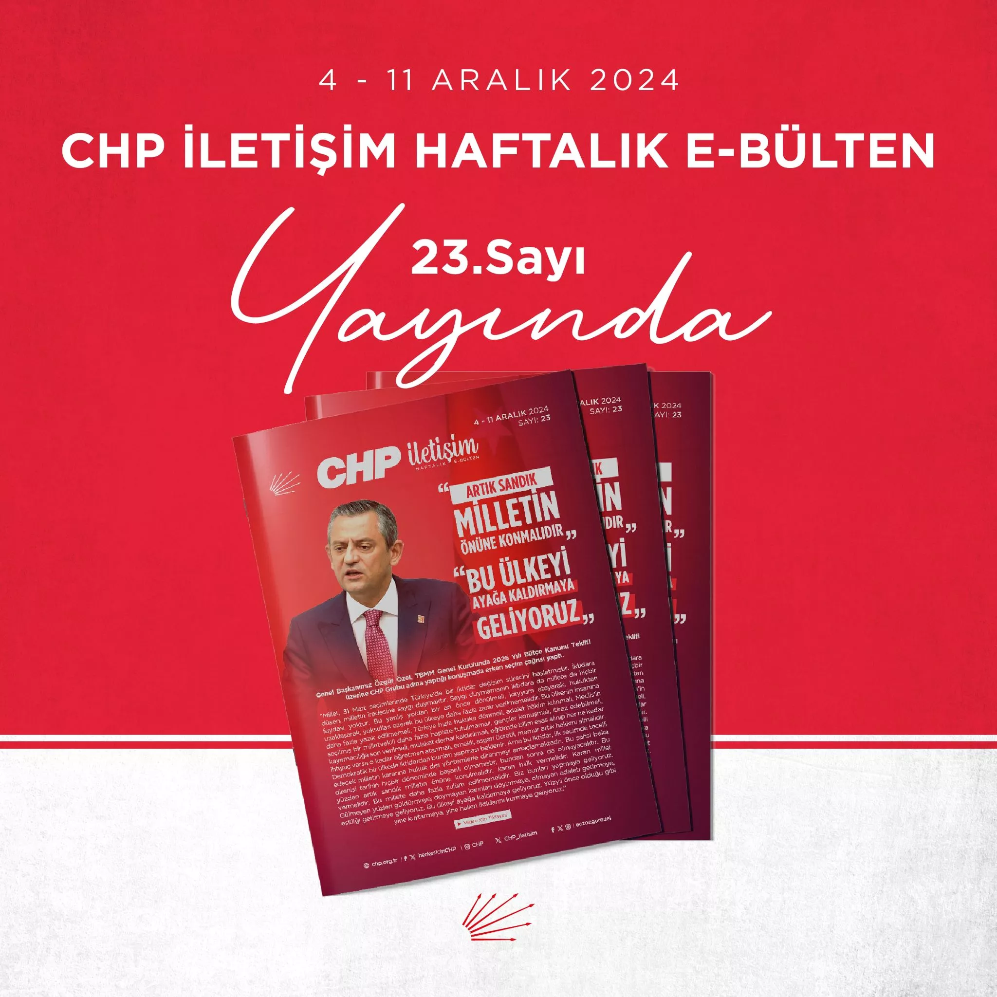 CHP iletişim Haftalık E-Bülteni 23. Sayı Yayında!
