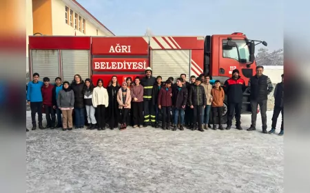 Ağrı Belediyesi İtfaiye Müdürlüğünden Öğrencilere Yangın Güvenliği Eğitimi