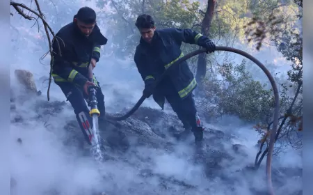 Antalya Büyükşehir İtfaiyesi Tünektepe’deki Orman Yangınına Müdahale Ediyor