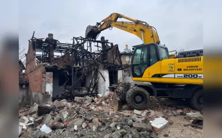 Çorum'da Tehlike Arz Eden Metruk Binalar Yıkılıyor
