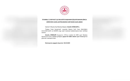 Beykoz Belediye Başkanı Alaattin Köseler görevden uzaklaştırıldı