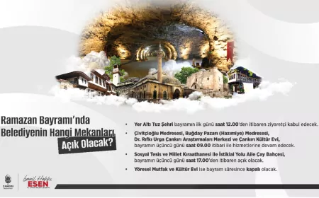 Bayramda Çankırı Belediyesi’nin Açık Olacak Mekanları