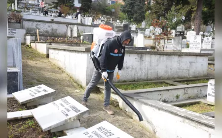 Giresun Belediyesi Mezarlıklarda Bayram Temizliği Yaptı