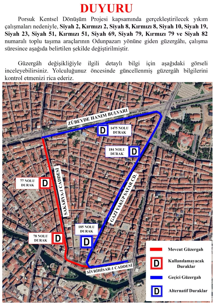 Eskişehir Büyükşehir Belediyesi'nden Trafik Duyurusu: Sivrihisar-1 Caddesi Kapanıyor