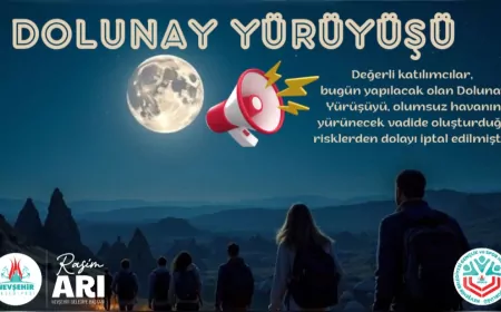 Nevşehir’de Dolunay Yürüyüşü Hava Şartları Nedeniyle İptal Edildi