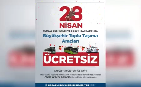 Kocaeli’nde 23 Nisan’da Toplu Ulaşım Ücretsiz