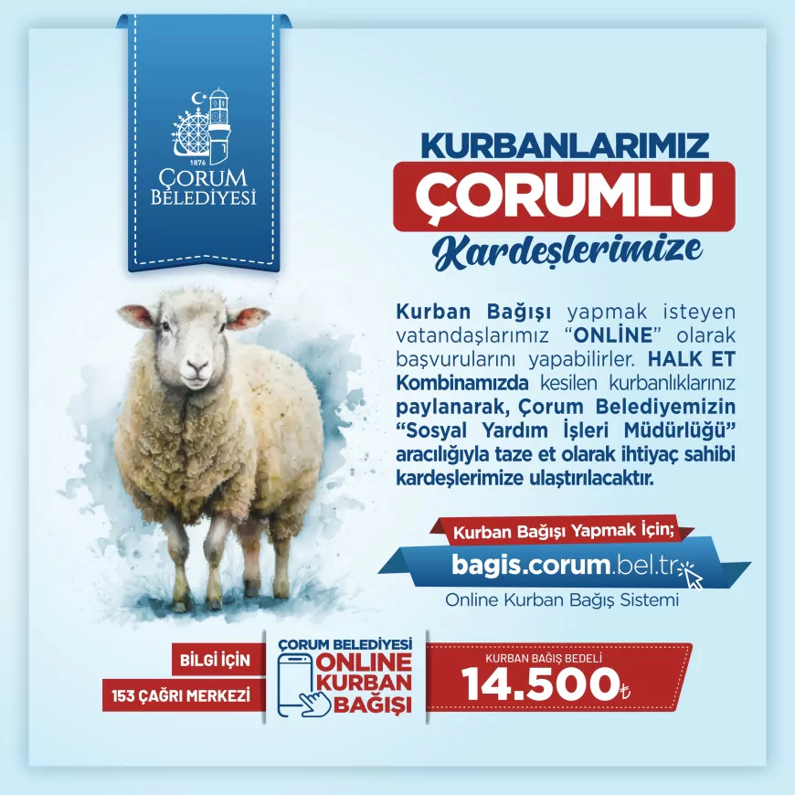 Çorum Belediyesi’nden Kurban Bağışı Kampanyası