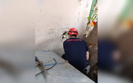İzmir İtfaiyesi’nden Hayat Kurtaran Operasyon: Havalandırma Bacasına Sıkışan Kedi 4 Saatte Kurtarıldı