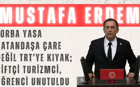 CHP’li Mustafa Erdem: “Torba yasa vatandaşa çare değil, TRT’ye kıyak; çiftçi, turizmci, öğrenci unutuldu”