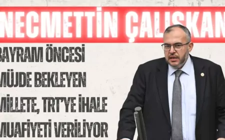 Necmettin Çalışkan’dan torba yasaya sert tepki: “Bayram öncesi müjde bekleyen millete, TRT’ye ihale muafiyeti veriliyor”
