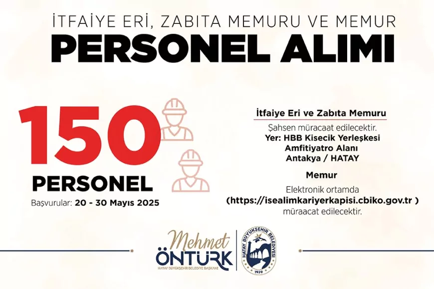 Hatay Büyükşehir Belediyesi 150 Memur Alımı Yapacak