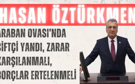 CHP’li Hasan Öztürkmen: ‘Araban Ovası’nda çiftçi yandı, zarar karşılanmalı, borçlar ertelenmeli’