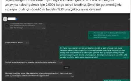 İnternet Üzerinden Sipariş Ettiği Masayı Teslim Alamayan Müşteriye 2.000 TL Ek Ücret ve %30 Kesinti Şoku