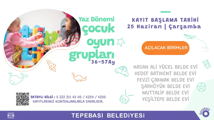 Tepebaşı Belediyesi’nden Miniklere Yaz Neşesi: Oyun Grupları İçin Kayıtlar Başlıyor