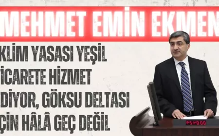 DEVA Partili Mehmet Emin Ekmen: “İklim Yasası yeşil ticarete hizmet ediyor, Göksu Deltası için hâlâ geç değil”
