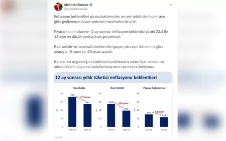 Bakan Şimşek: "12 Ay Sonrası Enflasyon Beklentisi 43 Ayın En Düşük Seviyesinde"