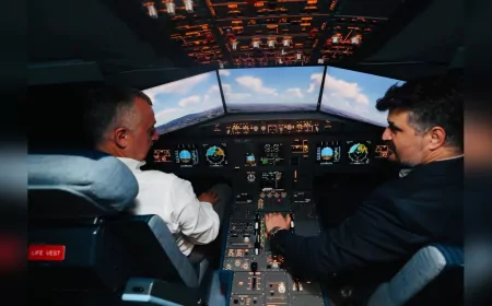 Başkan Büyükakın Kokpite Geçti, Airbus A340’ı Uçurdu: Çayırova Uçak Parkı Açılışa Hazır