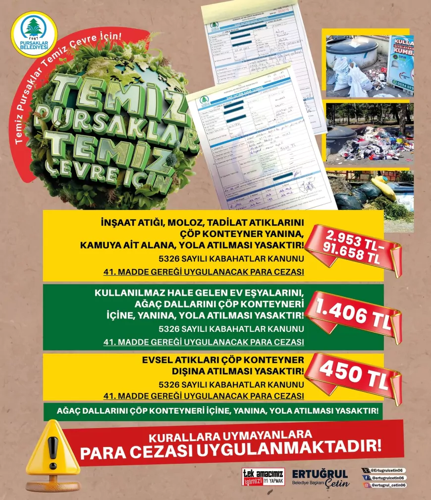 Pursaklar’da Temizlik Kurallarına Uymayana Ceza: 91 Bin TL’ye Kadar Para Cezası