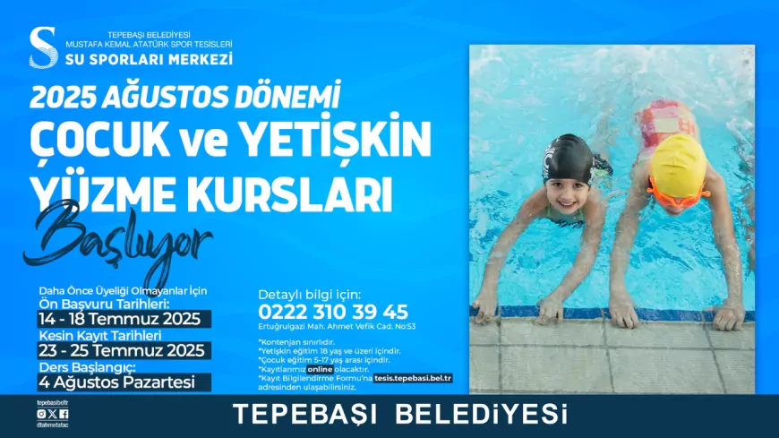 Tepebaşı Belediyesi’nde Ağustos Dönemi Yüzme Kursu Kayıtları Başlıyor