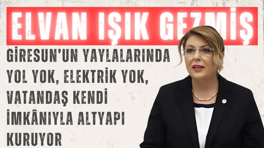 CHP’li Elvan Işık Gezmiş: “Giresun’un yaylalarında yol yok, elektrik yok, vatandaş kendi imkânıyla altyapı kuruyor”