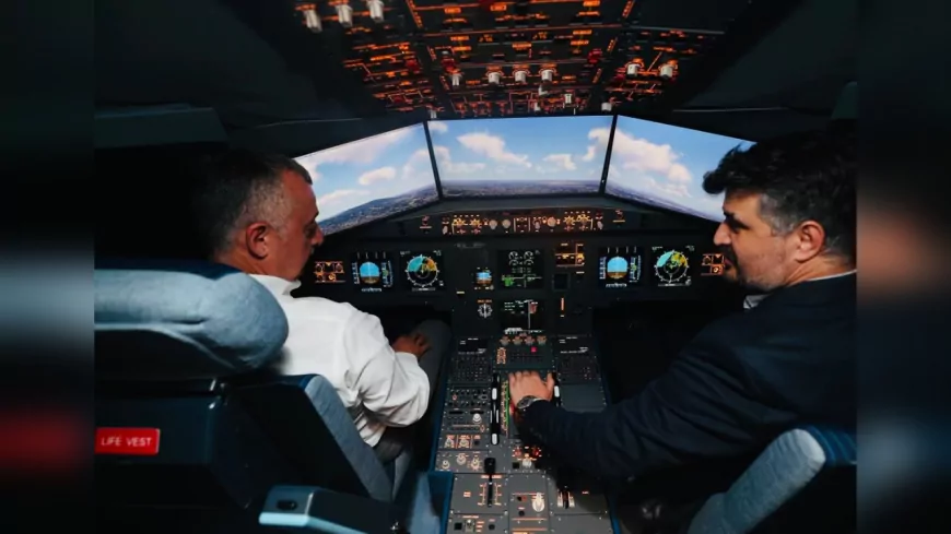 Başkan Büyükakın Kokpite Geçti, Airbus A340’ı Uçurdu: Çayırova Uçak Parkı Açılışa Hazır