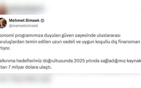 Bakan Şimşek: 2025 Yılında 7 Milyar Dolarlık Dış Finansman Sağlandı