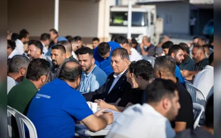 Başkan Tugay Sabahın İlk Işıklarında İşçilerle Kahvaltıda Buluştu