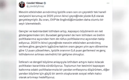 Cevdet Yılmaz: İşsizlik Oranı 10 Çeyrektir Tek Haneli Seyrediyor