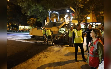 Başkan Ünlüce Gece Mesaisinde: Yol Çalışmalarını Yerinde İnceledi