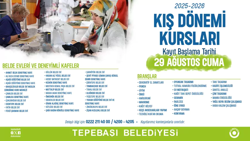 Tepebaşı Belediyesi’nden 25 Branşta Yetişkin Kursu: Kayıtlar Başlıyor