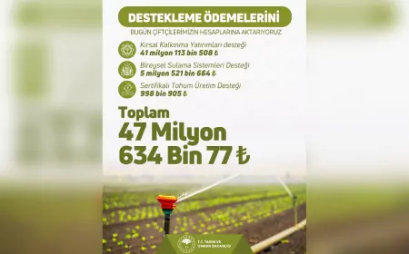 47 Milyon 634 Bin TL Tarımsal Destek Ödemesi Çiftçilerin Hesaplarına Aktarıldı