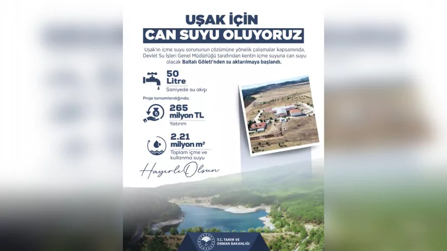 Banaz Baltalı Göleti’nden Uşak’a Can Suyu: Günde 4.320 Ton Su Aktarılıyor