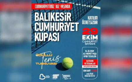 Balıkesir'de 29 Ekim Cumhuriyet Kupası Tenis Turnuvası Başlıyor