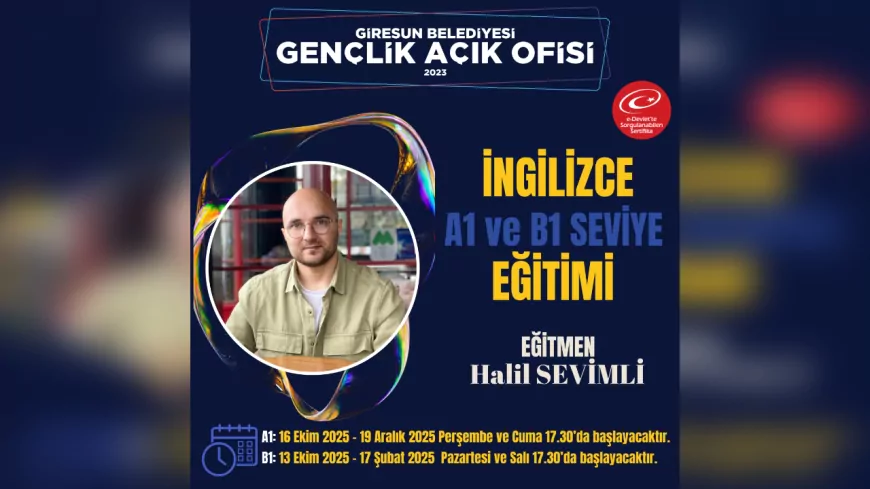 Giresun Belediyesi’nden A1 ve B1 Seviyelerinde Ücretsiz İngilizce Kursu