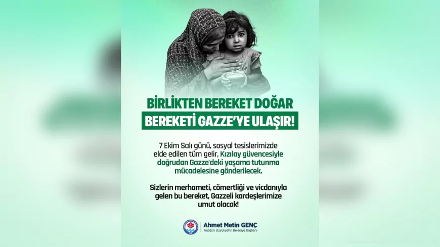 Trabzon Büyükşehir Belediyesi’nden Gazze’ye Anlamlı Destek Kampanyası