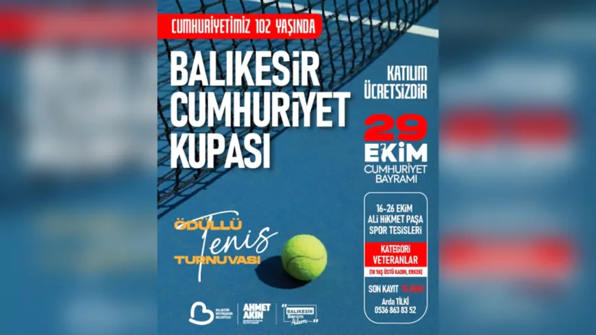 Balıkesir'de 29 Ekim Cumhuriyet Kupası Tenis Turnuvası Başlıyor