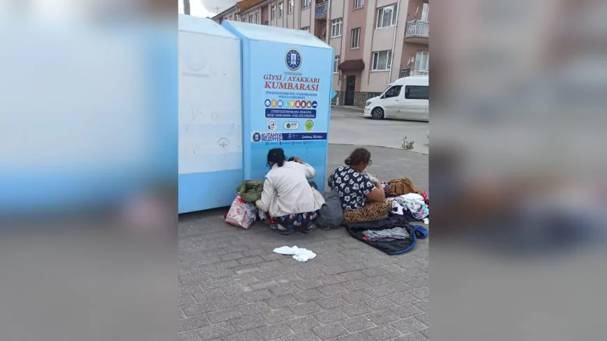 Kütahya’da Giysi Kumbarasına Saygısızlık: Eşyaları Talan Edip Ortalığa Saçtılar