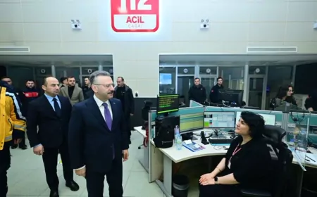 Vali Hüseyin Aksoy’dan 112 Acil Çağrı Merkezi’ne Yeni Yıl Ziyareti
