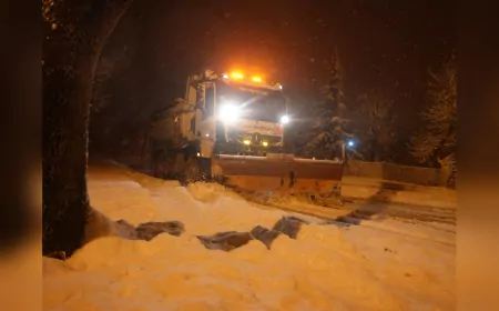 Düzce Belediyesi Karla Mücadelede Gece Boyunca Sahadaydı