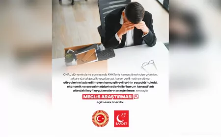 Saadet Partisi’nden KHK Mağduriyetleri İçin Meclis Araştırması Talebi