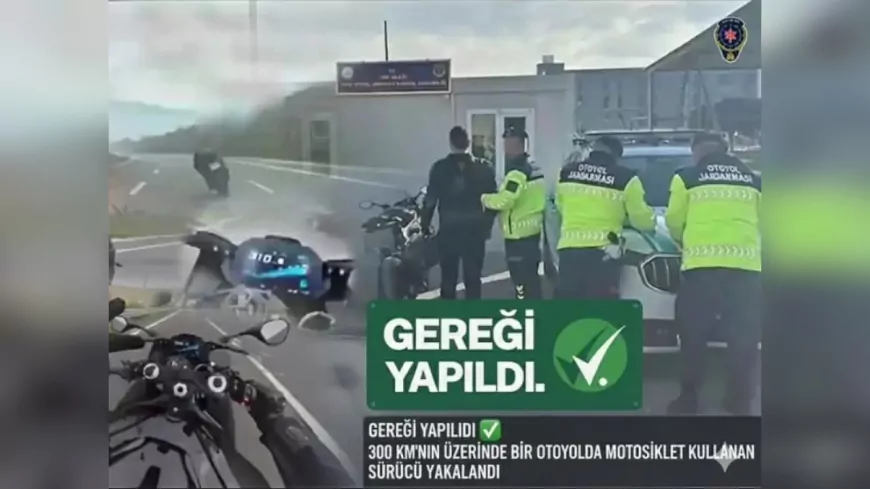 Otoyolda 300 Km Hız Yapan Motosiklet Sürücüsü Yakalandı