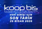 Koopbis Veri Girişi İçin Son Tarih 26 Nisan 2026