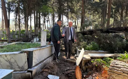 İzmir’de Fırtınanın Zarar Verdiği Mezarlıklarda Hızlı Müdahale