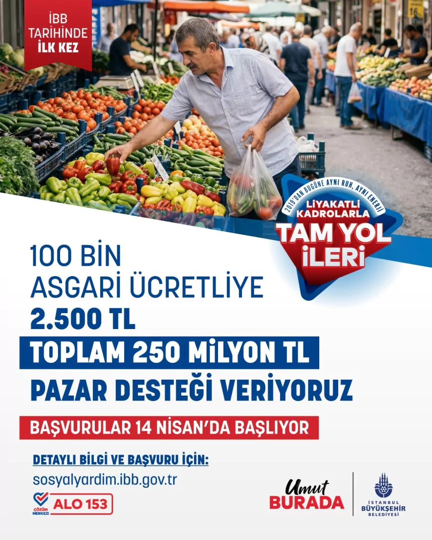 İstanbul’da Asgari Ücretlilere 2.500 TL Pazar Desteği