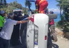 Muğla Bodrum’da Suzuki Swift Yan Yattı, Araçta Mahsur Kalan Yaralı Kurtarıldı