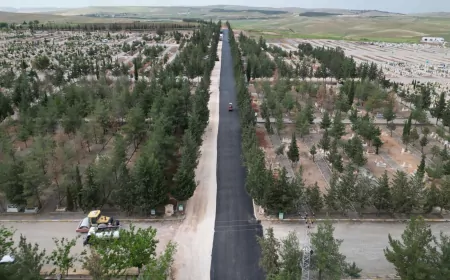 Şanlıurfa Büyükşehir Belediyesi Yeni Asri Aile Mezarlığı Yolunu Sıcak Asfaltla Yeniledi