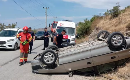 Muğla Bodrum’da Takla Atan Otomobil Kazasında Can Kaybı Yaşanmadı