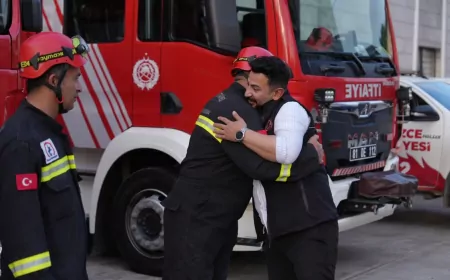 Düzce İtfaiyesi ile Fransız GIS-FRANCE ekibi depremde kurtardıkları Mahmut Şahin ile yıllar sonra buluştu