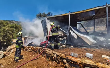 Muğla Bodrum’da Zeytinlik Alandaki Konteyner Yangınında Ev Eşyaları Kullanılamaz Hale Geldi