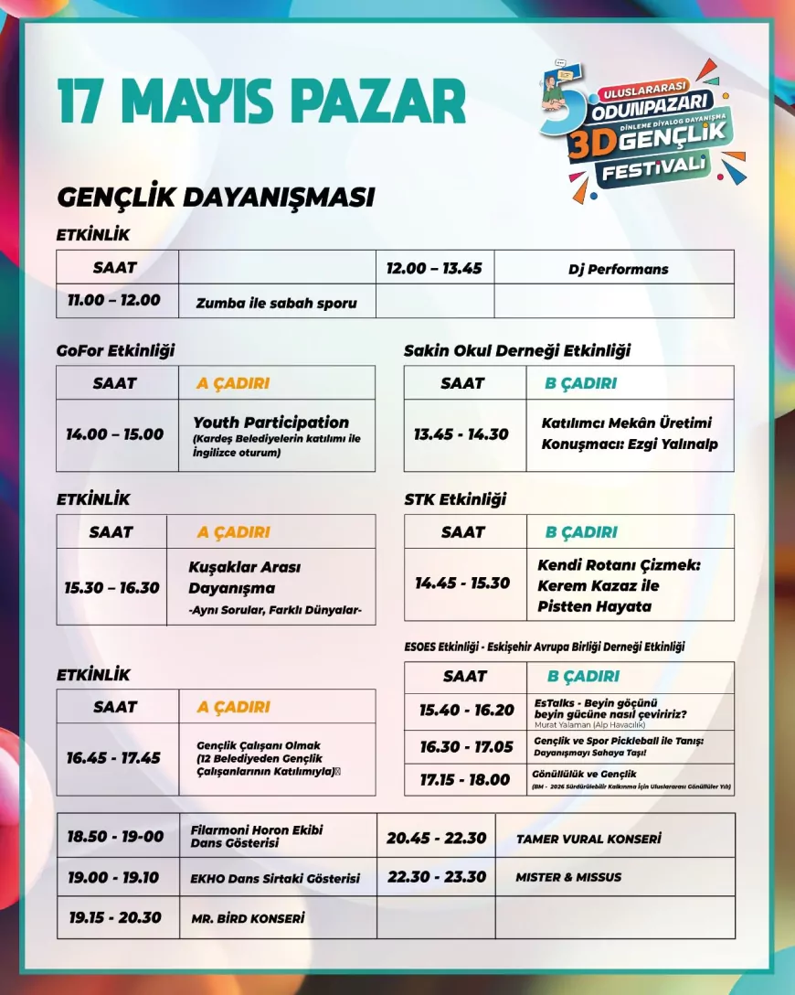 Odunpazarı Belediyesi’nin düzenlediği Uluslararası 3D Gençlik Festivali Kanlıkavak Parkı’nda sürüyor